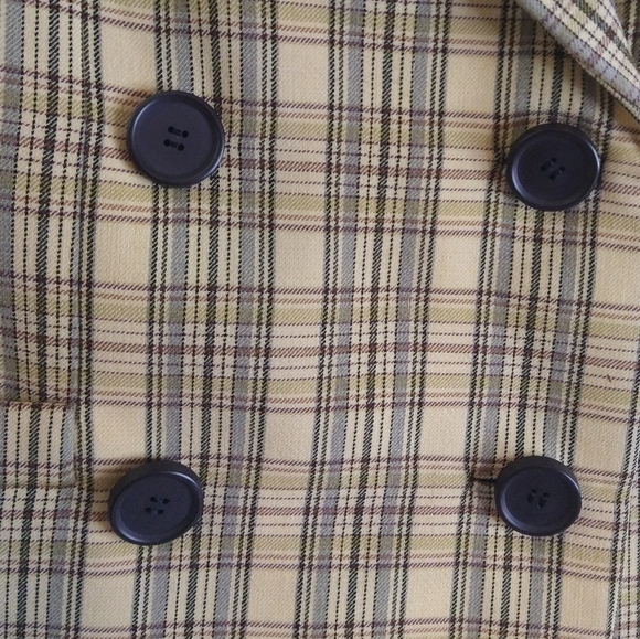 Vintage Norman Norell Blum's-Vogue yellow plaid designer Blazer Jacket top - Picture 11 of 11